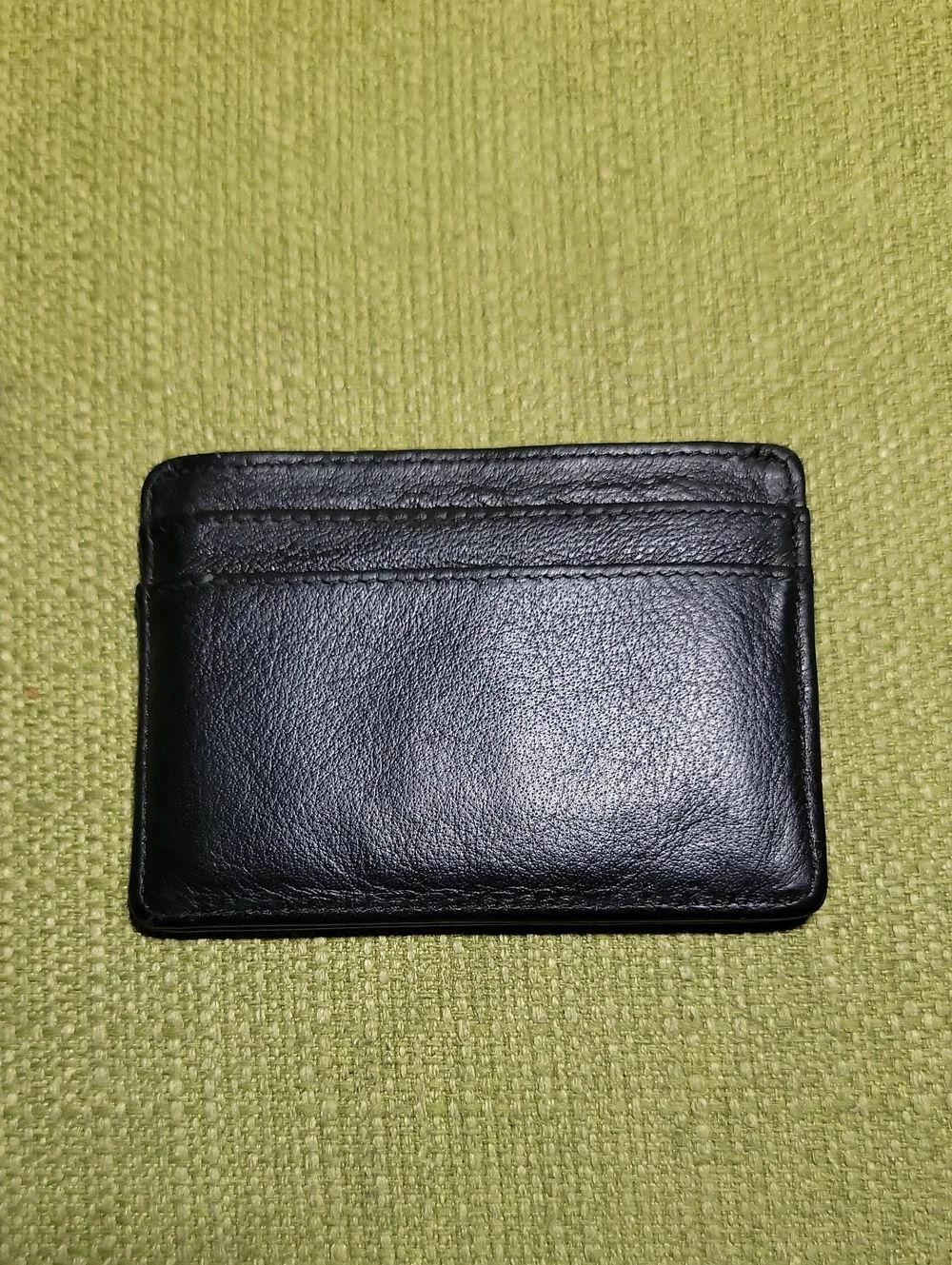 Tory Burch Black Leather Card Holder with Gold Emblem
